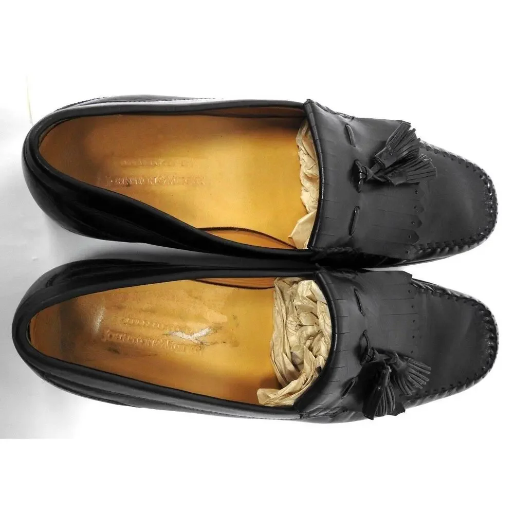 Johnston & Murphy Shoes black Leather loafers tassels Size 9.5 M
